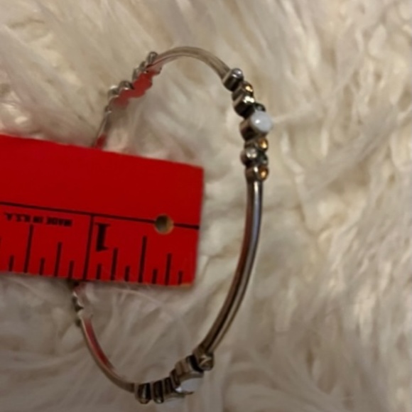 Brighton Bangle Bracelet  Silver w/pearl look, white and yellow stones - Picture 5 of 6